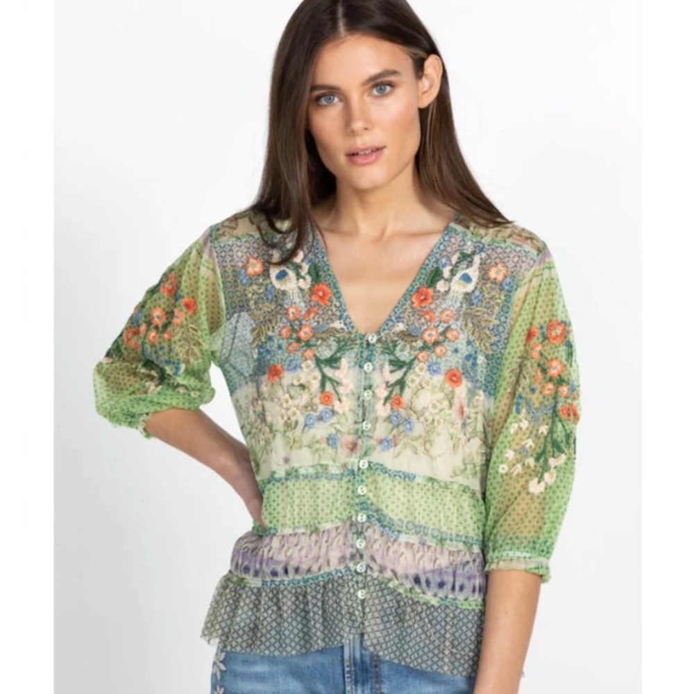 NWT Johnny Was Winx Mesh Blouse